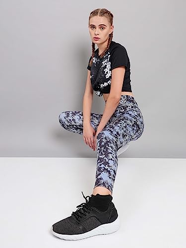 Image of TECHNOSPORT Womens Skinny Fit Activewear Tights for Running, Gym, Sports and Regular Use, Antimicrobial and Printed