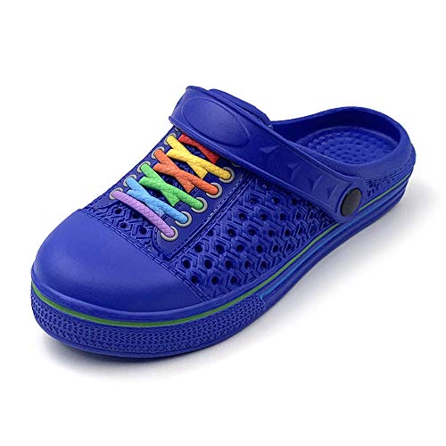 WBuffalo Kid Garden Clogs Boy House Shoes Girl Indoor Outdoor Beach Shower Gardening Shoes Lightweight Summer Slippers Mules Chlid Blue Size 3-4 US Big Kid