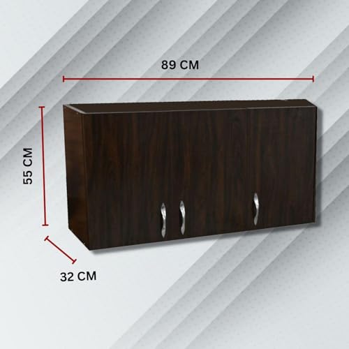 Image of Door Multipurpose Storage Cabinet & Adjustable Shelf | Space Organizer | Termites Resistance | Wall Mounted for Office, Kitchen Finish (Cochwood Brown, Door 3)