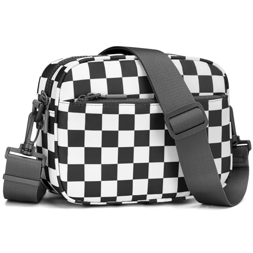 Checkered Crossbody Bag for Women Small Cute Purses Trendy Shoulder Handbags Wide Strap
