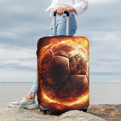 Luggage Cover Elastic Washable Suitcase Cover Dustproof Suitcase Protector Personalized Football On Fire Travel Luggage Baggage Covers For 18-32 Inch2