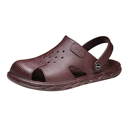 Generisch Sandalias de senderismo para hombre de piel, deportivas y exteriores, zapatos descalzos cerrados, sandalias de trekking, sandalias de trekking, cómodas, con plantilla, sandalias de trabajo