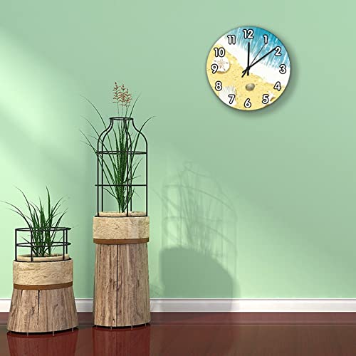Starfish Seashell Wall Clock Coastal Beach Wood Clock 10 Silent Non-Ticking Quartz Battery Operated Clock for Living Room Kitchen Bedroom Farmhouse Home Decor Birthday Wedding Gift - Image 2