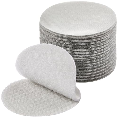 Image of ECOHomes (3 Inch Dots, 16 Sets) Strips with Adhesive for Fabric, Grey | No Sew, Stick On for Fabric, Sticky Back for Clothes, Curtains, Heavy Duty, Double Sided Hook and Loop Hem Tape Fasteners