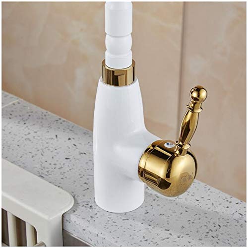 Novoce Kitchen Sink Faucet For Bar Farmhouse Commercial, White And Gold Kitchen Faucet, Sink Mixer Tap, 360 Degree Rotation Kitchen Mixer Taps, Single Handle Kitchen Tap (Color : Yellow) #TOP2