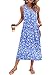 MOLERANI Womens Summer Casual Long Dress Floral Printed Loose Pockets Dress Sleeveless Boho Beach Dresses T Shirt Dress Dress,Blue White Flower,L