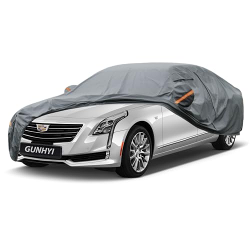 Image of GUNHYI Premium Car Cover Custom Fit Cadillac CT6, 16 Layers Heavy Duty Car Cover Waterproof All Weather with Zipper Door for Sun Rain Snow Dust Uv Protection