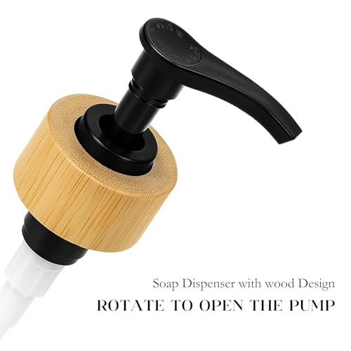 Image of Dimeho 4 Pcs Glass Soap Dispenser, Hand Soap Dispenser Set Black Refillable Shampoo Conditioner White Farmhouse Decor Accessories for Kitchen Bathroom