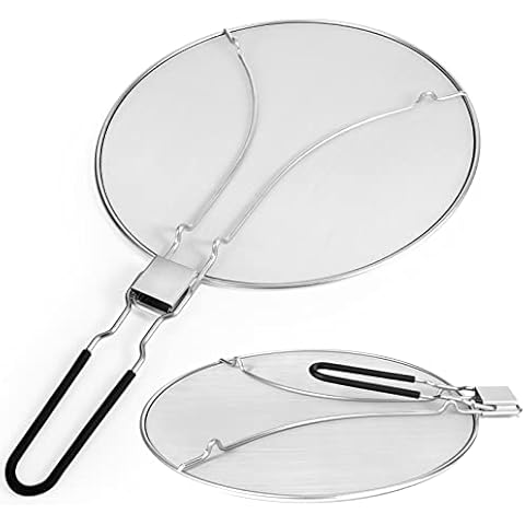 Splatter Screen for Frying Pan - Stainless Steel Grease Guard for 13 inch Pan to Stop Hot Oil Splatter + Sponge Cover