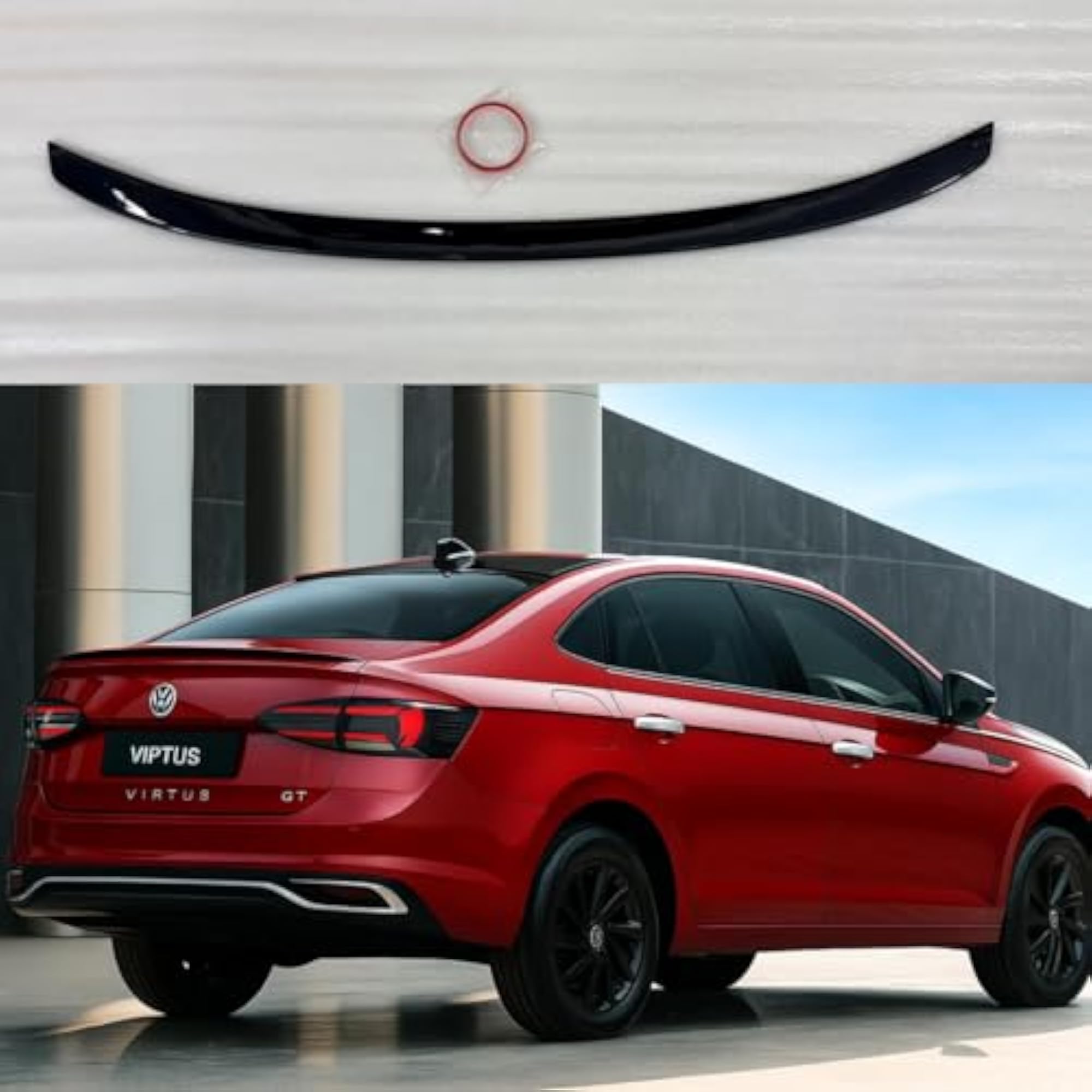 Glossy Virtus OEM Spoiler Car Rear Trunk Wing, Aerodynamic Appearance