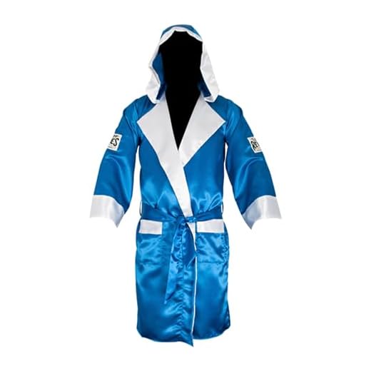 CLETO REYES Satin Boxing Robe with Hood - Large - Blue/White