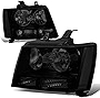 Auto Dynasty [Halogen Model] Factory Style Headlights Assembly Compatible with Chevy Suburban 1500 2500 Tahoe Avalanche 07-14, Driver and Passenger Side, Black Housing Smoked Lens Clear Corner