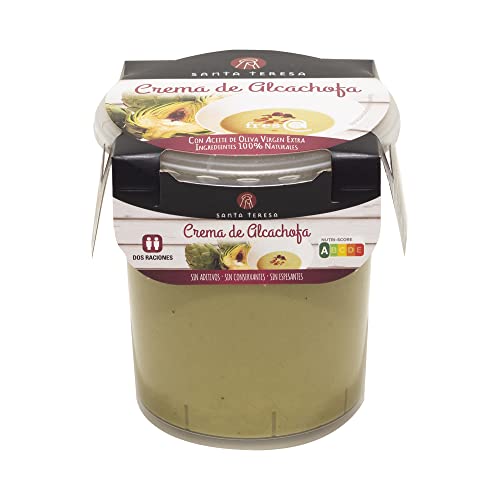 Santa Teresa - Crema de Alcachofa- Elaborada Con Ingredientes Naturales, Sin Conservantes Ni Aditivos - Envase Apto Para Microondas, Calentar Y Listo. 400ml