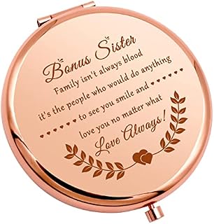 To My Bonus Sister In Law Gifts Compact Mirror Stepsister Gifts Unbiological Sister Gifts Mother's Day Birthday Gifts for Best Friend Bonus Sister Sister In Law Wedding Gift Travel Makeup Mirror