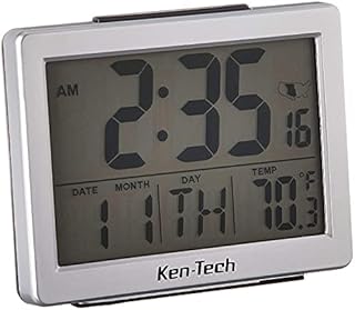 Ken-Tech T-4652 Atomic Radio Controlled LCD A larm Clock, 1.5-Inch, Black Blue Light