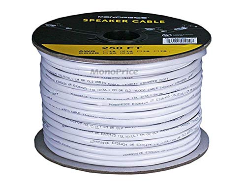 Image of Monoprice Rated Speaker Wire - CL2 Rated, 4-Conductor, Jacketed In PVC, 14AWG, 250 Feet, White - Access Series