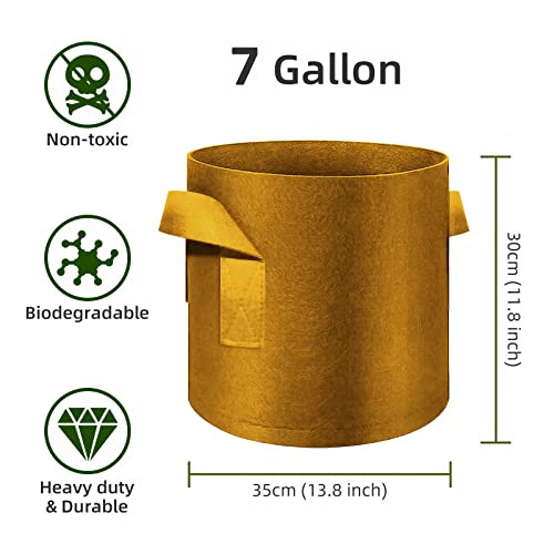 Whatwears 12-Pack 7 Gallon Plant Grow Bags, Thickened Nonwoven Fabric Pots With Handles, Vegetable Planter Bags Containers, Cloth Planters For Garden Vegetable/Flower/Plant/Fruits Outdoor (Brown) #TOP1