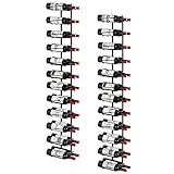 JKsmart 48 Bottles Wall Mounted Wine Rack,2 Deep Adjustable Wine Rack Wall Mounted for Wine Bottles, Liquor, Champagne, Matte Metal Black Wine Wall Rack for Kitchen,Pantry,Bar,Wine Cellar (48)