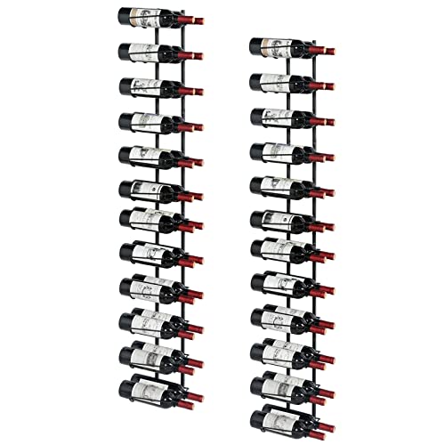 JKsmart Wine Rack Wall Mounted for 48 Bottles, Metal Adjustable Wall Wine Rack, Freely Spliceable Hanging Wine Holder for Kitchen Pantry Bar Wine Cellar,Black