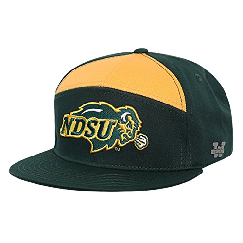 North Dakota State University NDSU Bison Thundering Herd NCAA 7 Panel Flat Bill Snapback Baseball Cap Hat Green