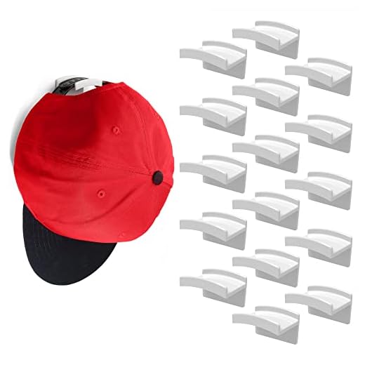 Modern JP Adhesive Hat Hooks for Wall (16-Pack) - Minimalist Hat Rack Design, No Drilling, Strong Hold Hat Hangers - U.S. Patent Pending, White