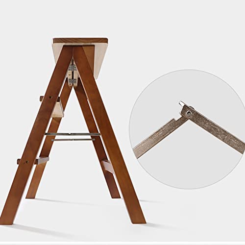 Taburete plegable de madera 3 escalones con cojín suave de alta gama 6