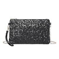 Miss Lulu Damen Fashion Pailletten Tasche Mini Clutch kleine Damen Kettentasche Umhängetasche für Hochzeiten, Dates und verschiedene Anlässe mit goldener Kette