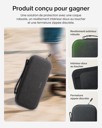 Belkin Gaming Nintendo Switch 2 Case with AirTag Holder, Hard Shell Travel Carry Case with Soft Interior, 12 Game Card Slots - Charcoal