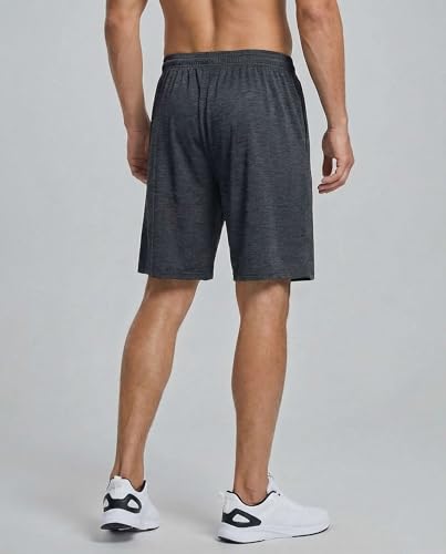 Image of Real Essentials Men's 5 Pack: 9 inch Dry-Fit Shorts - Athletic Gym, Workout, Basketball, Running, Casual Lounge Active Pockets