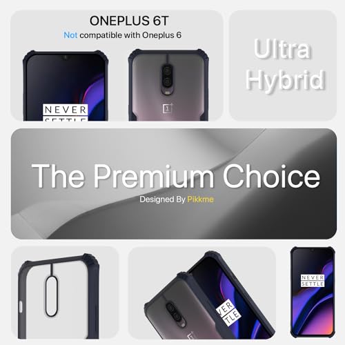 Image of Outlouders Back Cover for OnePlus 6T / Oneplus 7 | Ultra Hybrid Transparent | Full Camera Protection | Raised Edge | Crystal Clear Bumper Case (Blue)