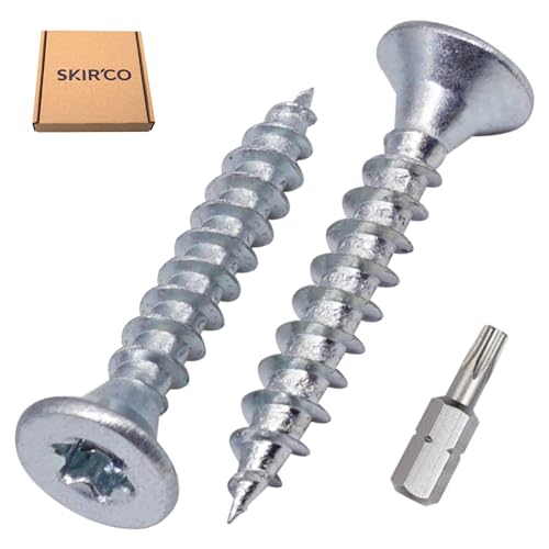 SKIR'CO (300 pcs) Zinc Plated Steel Wood Screws 4.0 x 25 mm, Torx Head, Countersunk Head, Chipboard Screws, Fully Threaded - Image 2