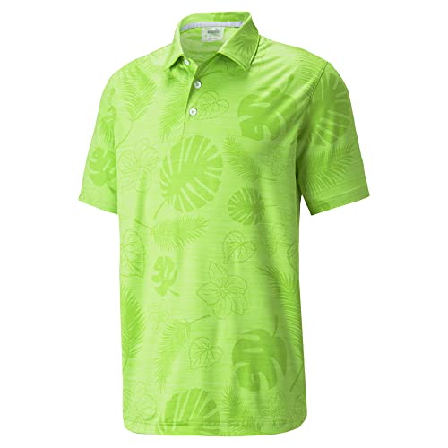 Polo Cloudspun Puma Golf pour homme avec motif feuilles et fleurs