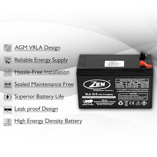 ZEN 12 Volt 9 Ah SMF/VRLA Battery |Solar for UPS, Inverters, and Solar Applications. - Image 3
