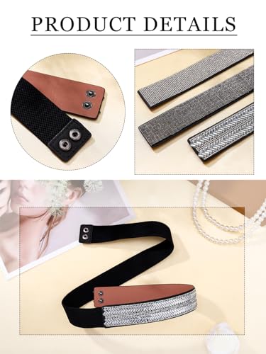 Abien Plus Size Rhinestone Belts for Women Shiny Silver Stretch Belt Crystal Waist Belt for Dresses Formal 6