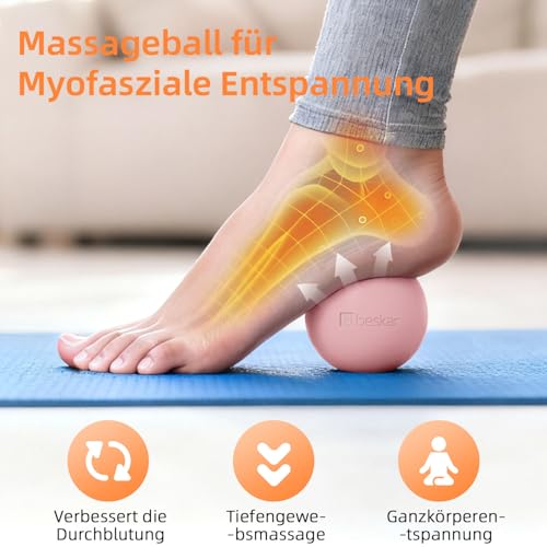 Massage Lacrosse Bälle für Myofasziale Entspannung, Triggerpunkttherapie und Yogatherapie, Fußmassageball zur Linderung von Plantarfasziitis Rosa 2