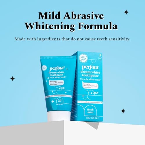 Image of Perfora Whitening Freshness Pack - Dream White Toothpaste for Teeth Whitening, Alchohol Free Lemon Mint Mouthwash, 100% Pure Copper Tongue Cleaner, Sweet Candied Orange & Refreshing Ultra Mint Mouth Spray and Pack of 2 Toothbrushes