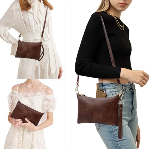 Image of Beurlike Leather Wristlet Wallet Clutch Purses For Women Small Crossbody Phone Bags