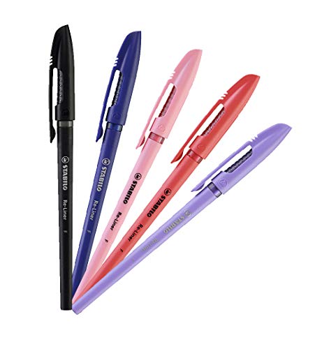 Caneta Esferográfica – STABILO Re-Liner – Estojo com 5 unidades – Em 5 cores