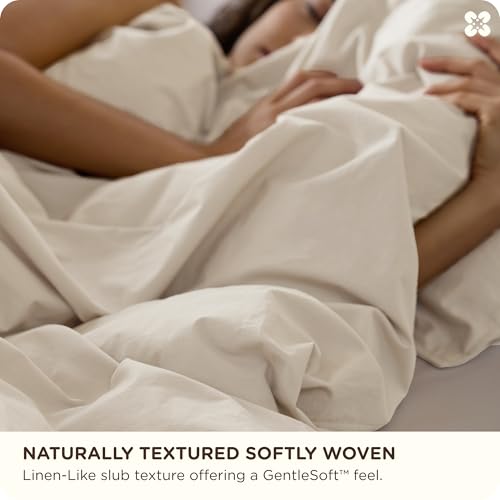 Bedsure Cotton Duvet Cover Full - Luxury Slub Weave 100% Cotton Duvet Cover with a Linen Like Textured, Easy Change Durable Bedding, Ivory, 80" x 90"