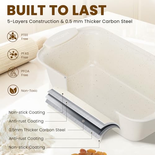 Kikcoin 22 PCS Nonstick Baking Pans Set, Stackable Bakeware Sets with Silicone Handles, 450°F Oven Safe Baking Sheet Set, Easy Release Cookie Sheets for Baking, Cream - Image 4