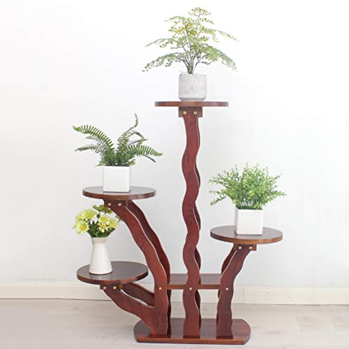 LRW Solid Wood Flower Rack, Living Room, Balcony, Floor, Multi-layer Decoration, European Style Chlorophytum, Green Flower, Flower Rack And Flower Rack, 4 Layers Of Brown.