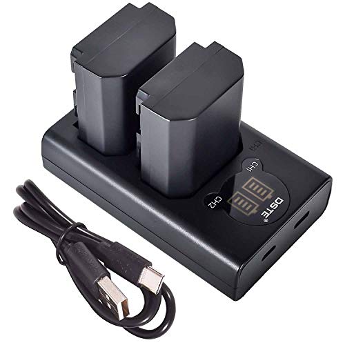 DSTE NP-FZ100 Batteria ricaricabile (confezione da 2) e caricatore USB doppio LED intelligente compatibile con Sony Alpha 9 A9 A9S Alpha 9R A9R A7II A7RIII ILCE-7RM3