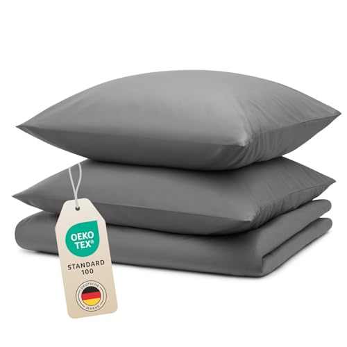 Blumtal Bettwäsche 155x220cm + 2X 40x80cm Kopfkissenbezug - Oeko-TEX zert....