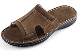 TIESTRA Mens Leather Slide Sandals Comfortable Lightweight Summer Casual Beach Slides for Men Indoor & Outdoor slip on sandals Brown EU43 US10