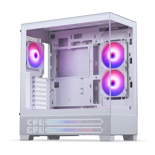 Image of Phanteks XT View Matrix Mid-Tower ATX Gaming PC Case, 600-LED Matrix Display, Tempered Glass Front & Side Panels, USB-C 3.2 Gen2, 3X D-RGB Fans Included, Rear-Connector Ready (Grey White)