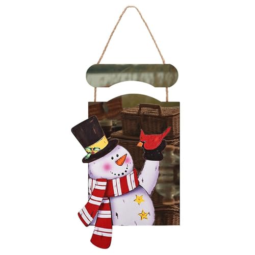Peinture de Noël suspendue en bois bonhomme de neige décoration murale