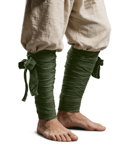 L'VOW Viking Puttees Leg Wraps for Men Medieval Cosplay LARP Accessory, Army Green