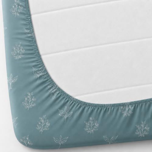Image of King Size Fitted Bedsheet for Double Bed | 300 TC Cotton Feel Microfiber | All Around Elastic with 2 Frill Pillow Covers | Soft & Durable | (Design3, Fitted - Double72x72)