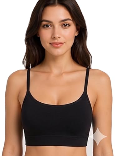 Image of Women Cotton Sports Bra with Removable Pads | Adjustable Straps | Non-Wired Padded Everyday Bra | Comfortable Yoga, Gym, Bra (Size 28 to 34)