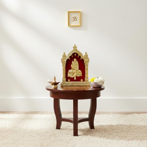 Image of EKA Temple Series Sai Baba Table Top Premium Gold Foil Artwork with Metal Stand | Peace & Faith Inspired Spiritual Decor for Home, Office & Pooja Space | Auspicious Gift